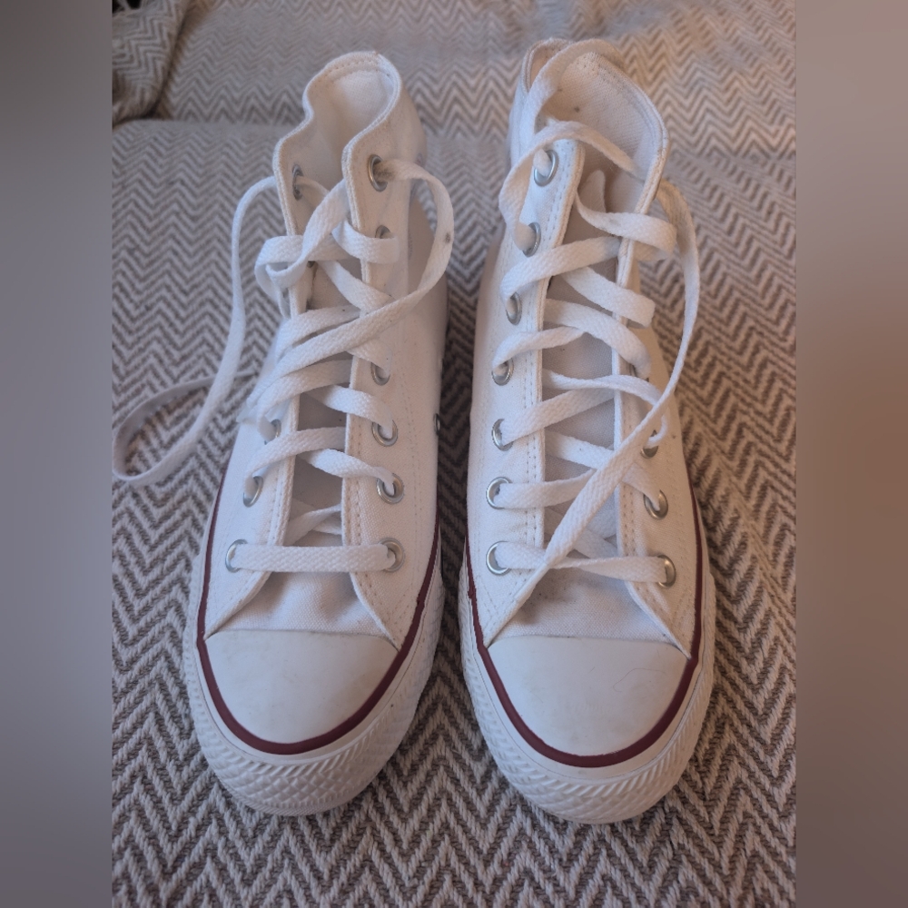 Converse White Canvas High-Tops - Picture 3 of 9